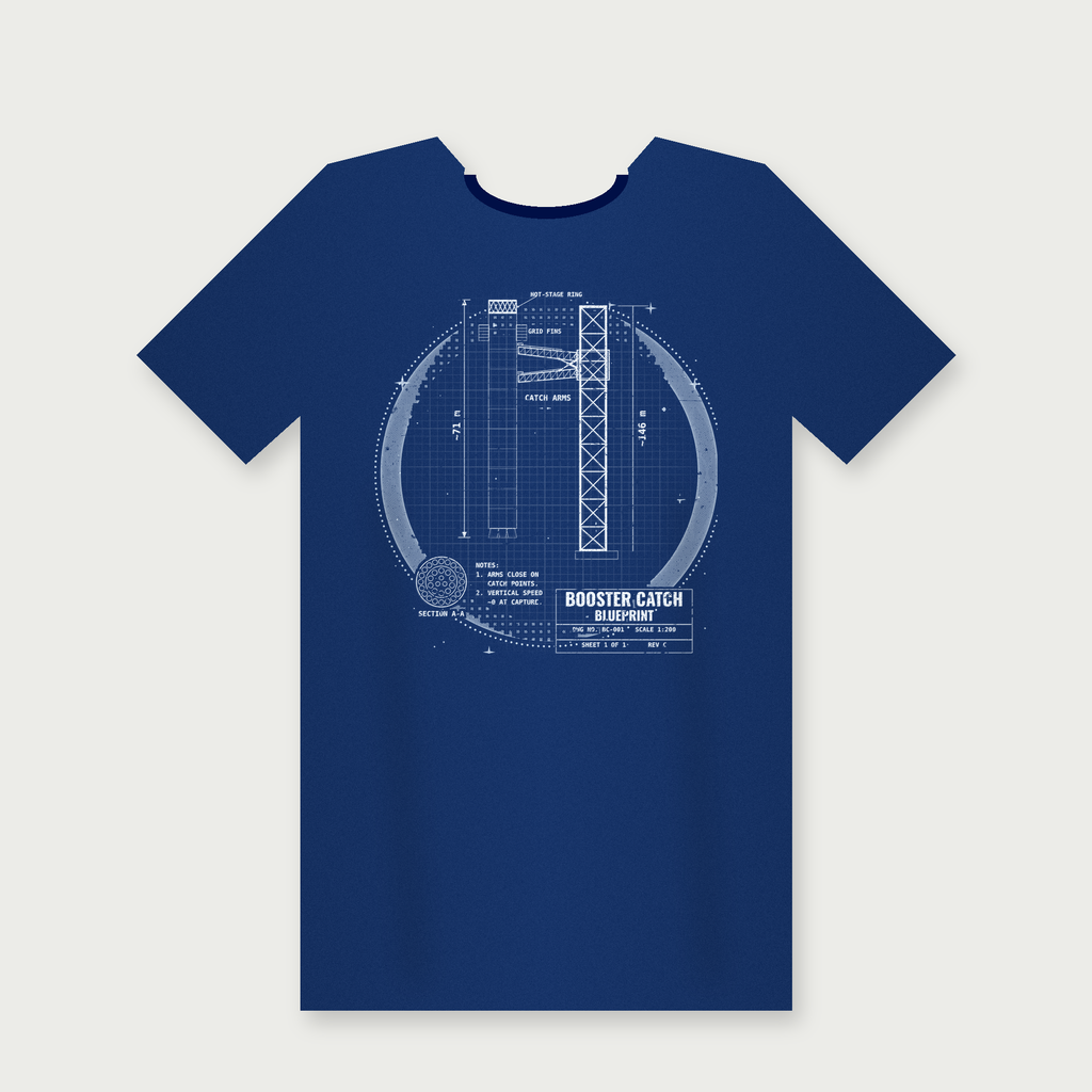Booster Catch Blueprint Tee mockup