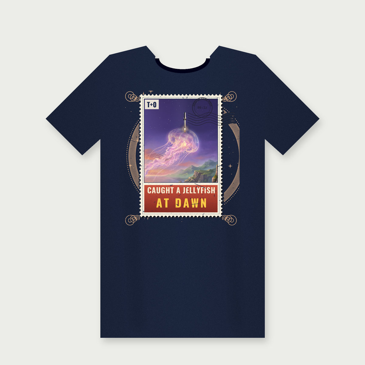 Caught a Jellyfish at Dawn Tee mockup