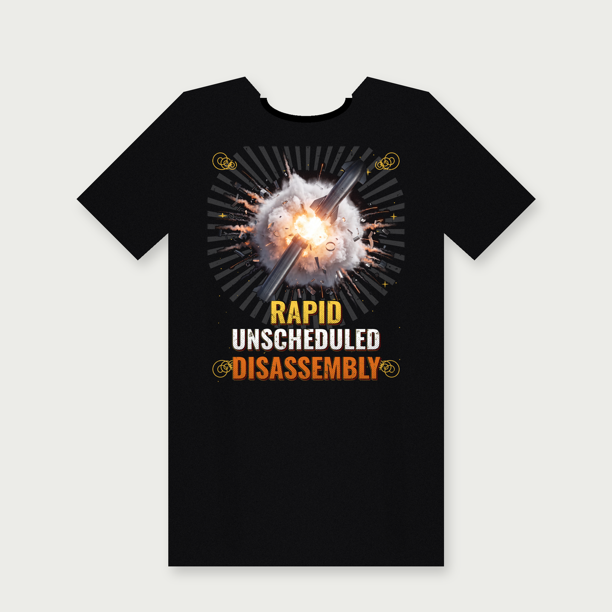 Rapid Unscheduled Disassembly Tee mockup