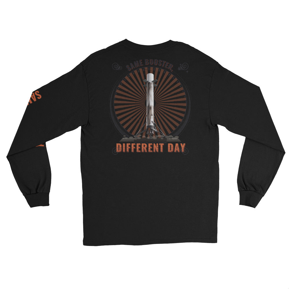 Same Booster, Different Day (White) - Long Sleeve - Black - Back