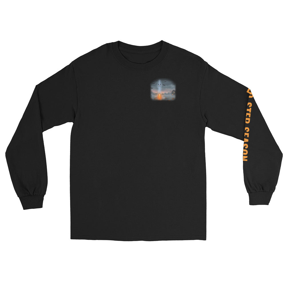 Boo-ster Season - Long Sleeve - Black - Front [Long Sleeve - Back + Left Chest / Black]