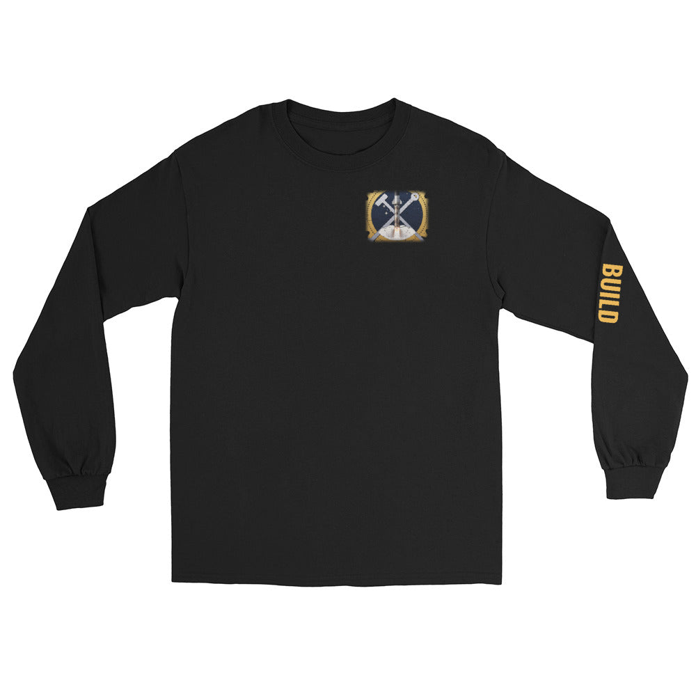 Build Fast. Fix Faster. - Long Sleeve - Black - Front [Long Sleeve - Back + Left Chest / Black]
