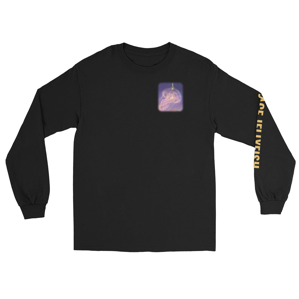 Space Jellyfish (Black) - Long Sleeve - Black - Front [Long Sleeve - Back + Left Chest / Black]