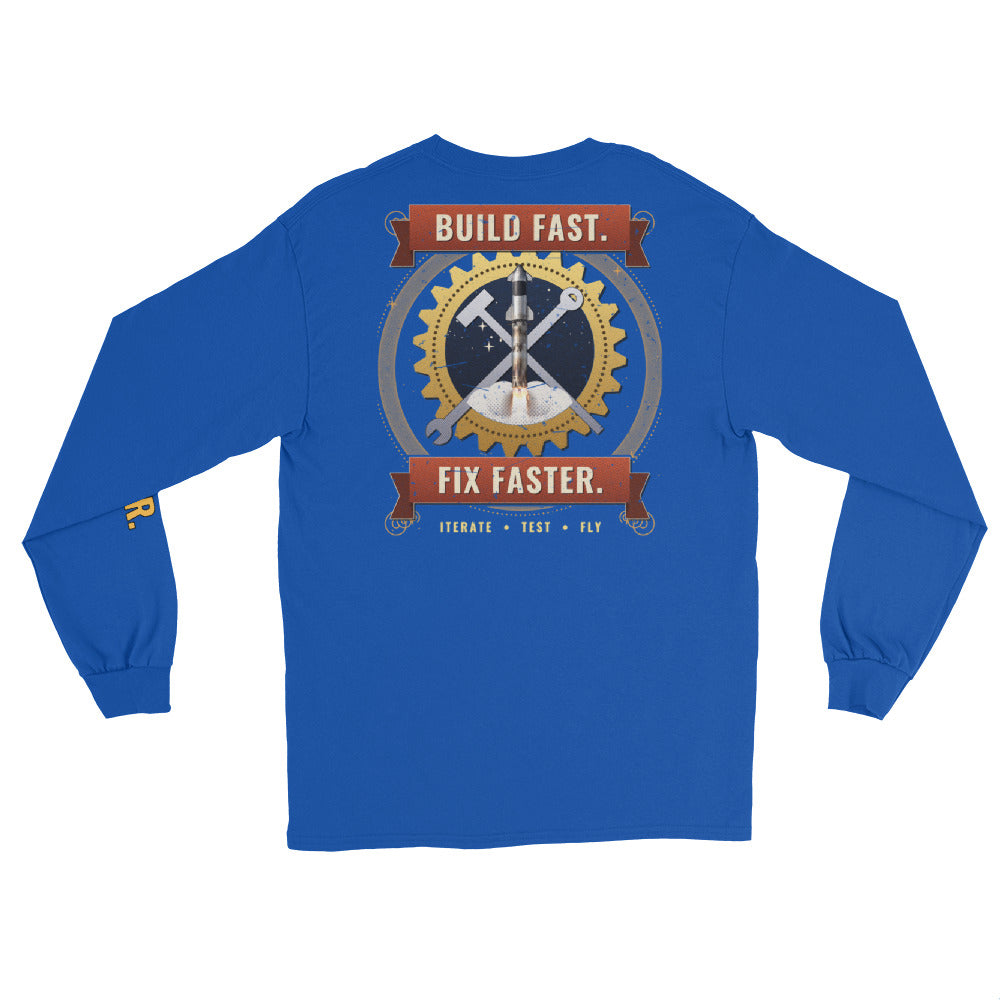 Build Fast. Fix Faster. - Long Sleeve - Blue - Back