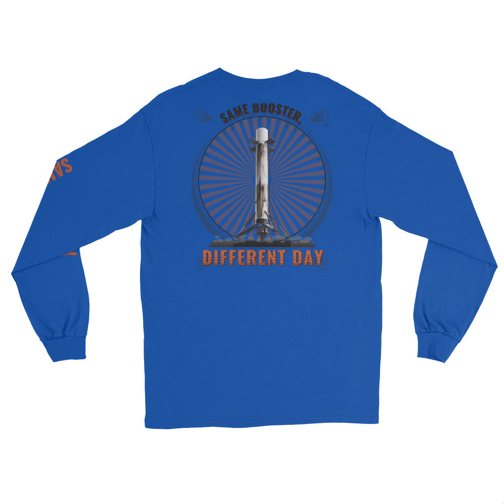 Same Booster, Different Day (White) - Long Sleeve - Blue - Back