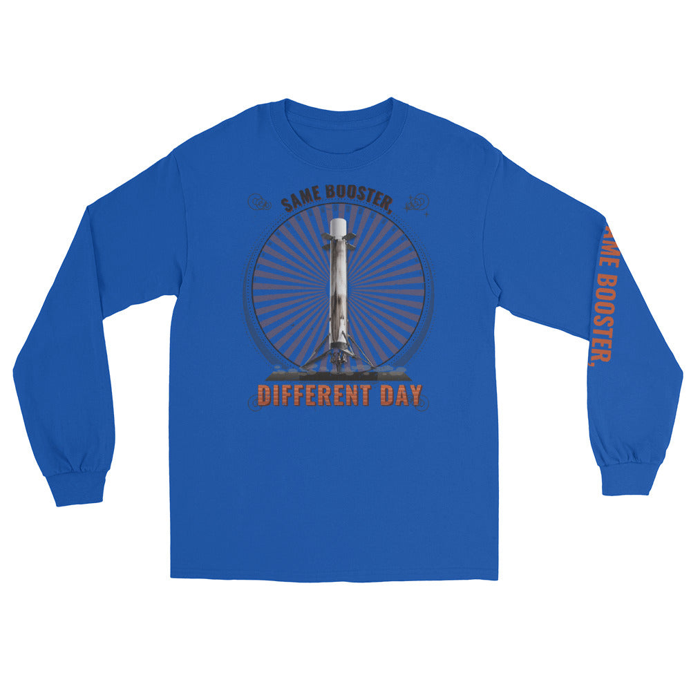 Same Booster, Different Day (White) - Long Sleeve - Blue - Front