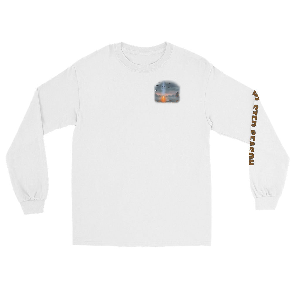 Boo-ster Season - Long Sleeve - White - Front [Long Sleeve - Back + Left Chest / White]