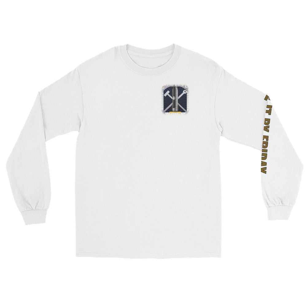 Fix It By Friday - Long Sleeve - White - Front [Long Sleeve - Back + Left Chest / White]