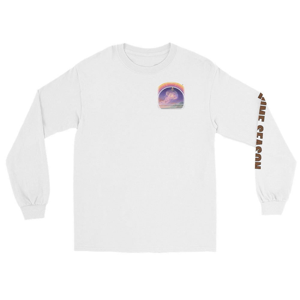 Plume Season (Black) - Long Sleeve - White - Front [Long Sleeve - Back + Left Chest / White]
