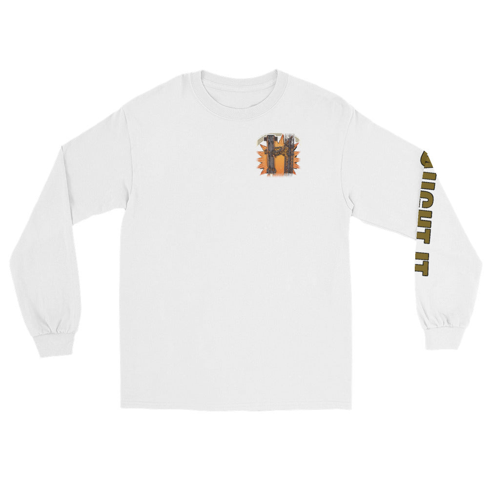 Caught It - Long Sleeve - White - Front [Long Sleeve - Back + Left Chest / White]