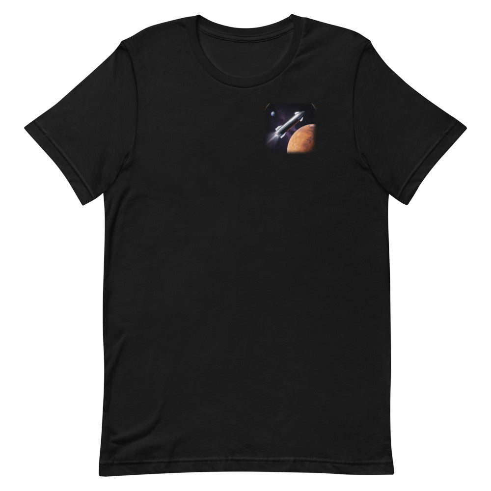 Next Stop Mars - Classic Tee - Black - Front [Classic Tee - Back + Left Chest / Black]