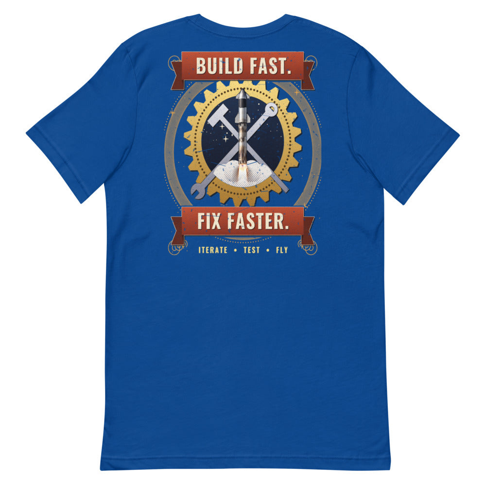 Build Fast. Fix Faster. - Classic Tee - Blue - Back