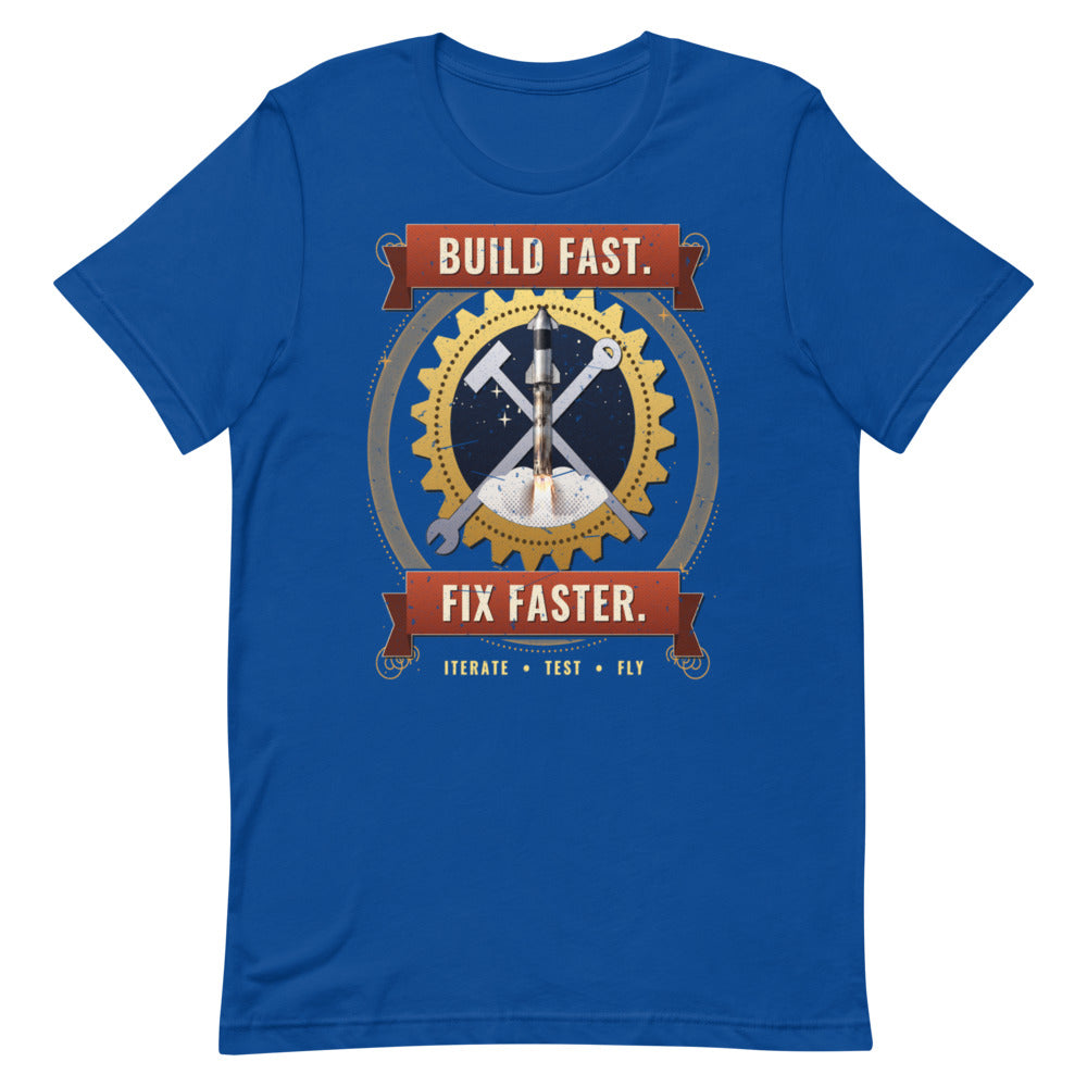 Build Fast. Fix Faster. - Classic Tee - Blue - Front