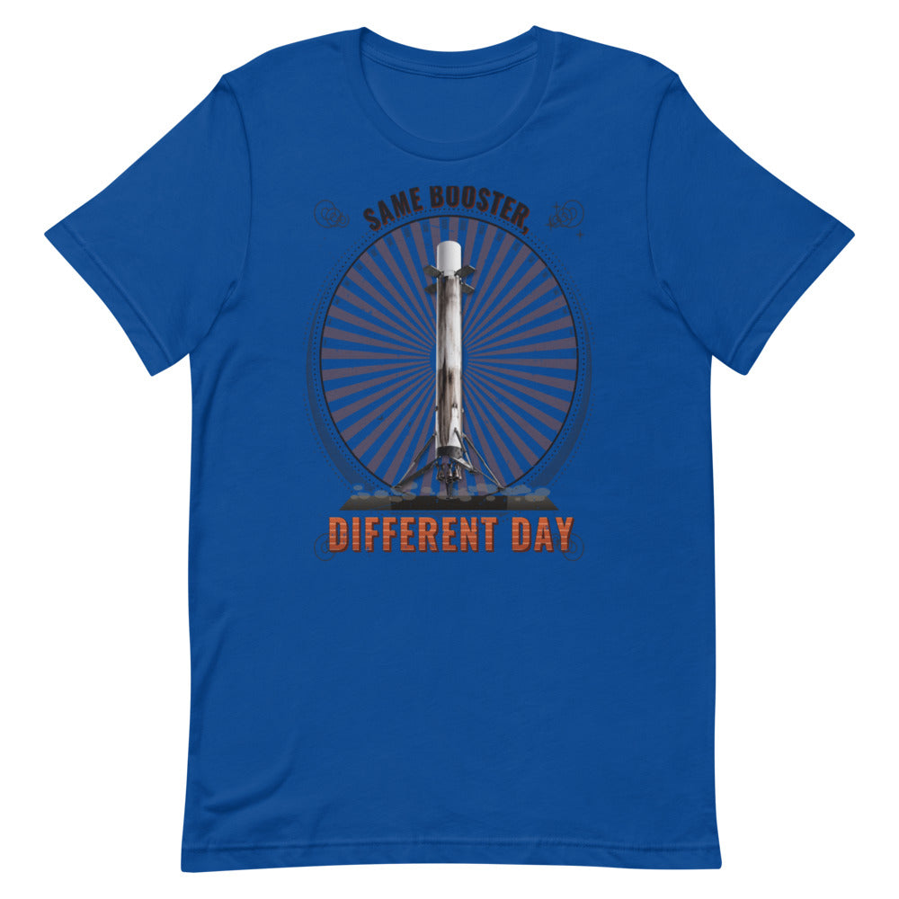 Same Booster, Different Day (White) - Classic Tee - Blue - Front