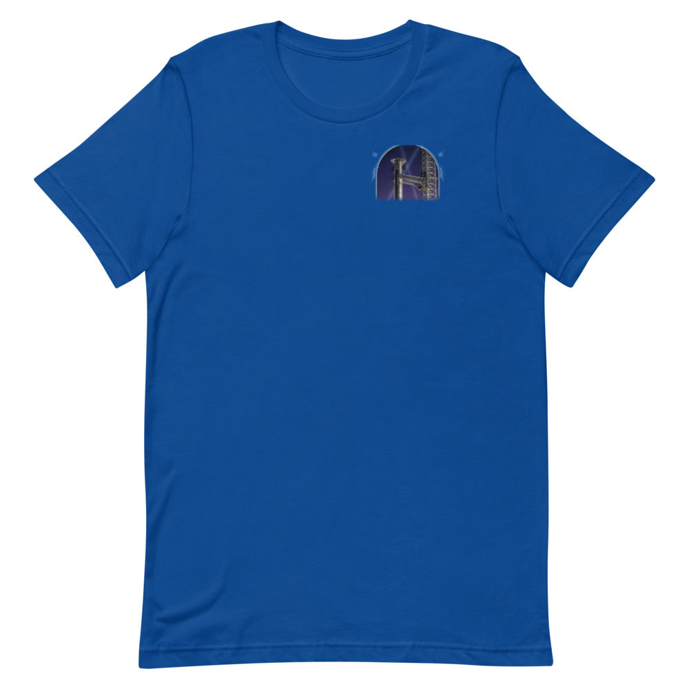 Tower Catch - Classic Tee - Blue - Front [Classic Tee - Back + Left Chest / Blue]