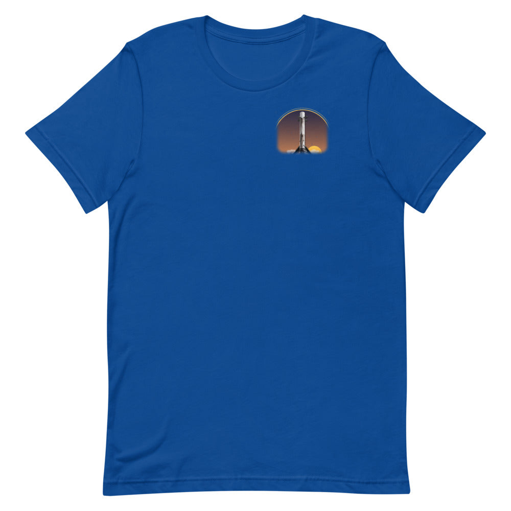 Same Booster, Different Day (Black) - Classic Tee - Blue - Front [Classic Tee - Back + Left Chest / Blue]