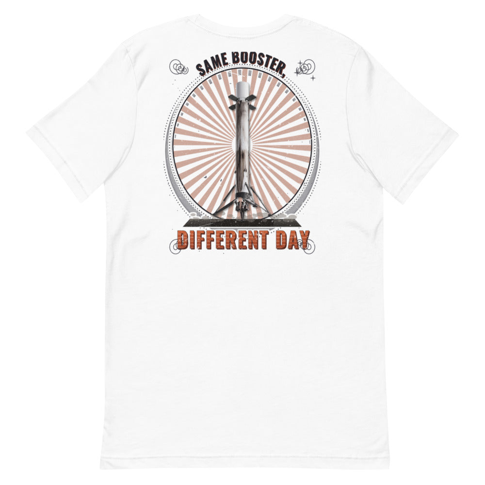 Same Booster, Different Day (White) - Classic Tee - Back