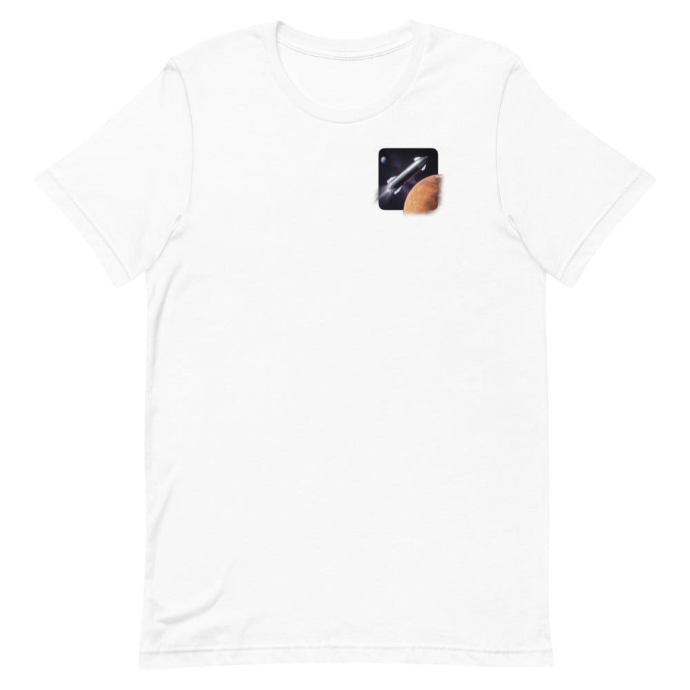 Next Stop Mars - Classic Tee - White - Front [Classic Tee - Back + Left Chest / White]