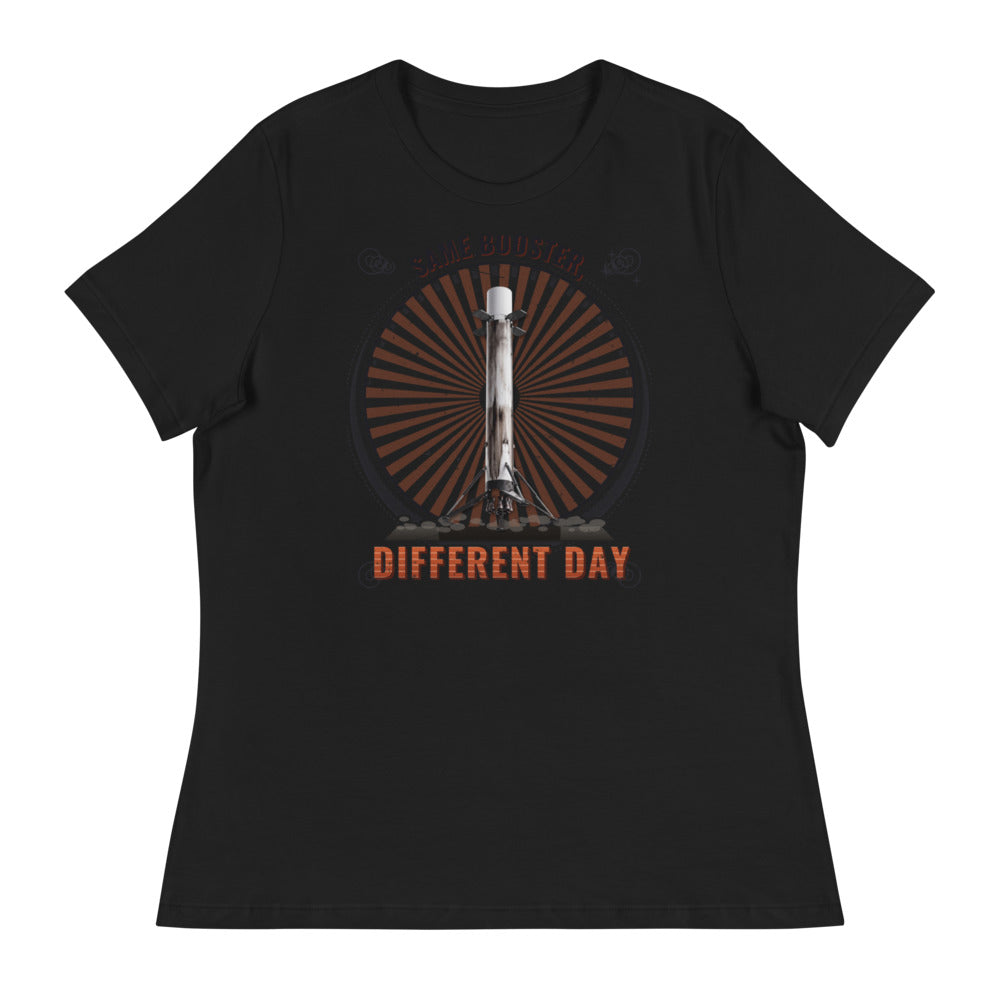 Same Booster, Different Day (White) - Women's Relaxed Tee - Black - Front