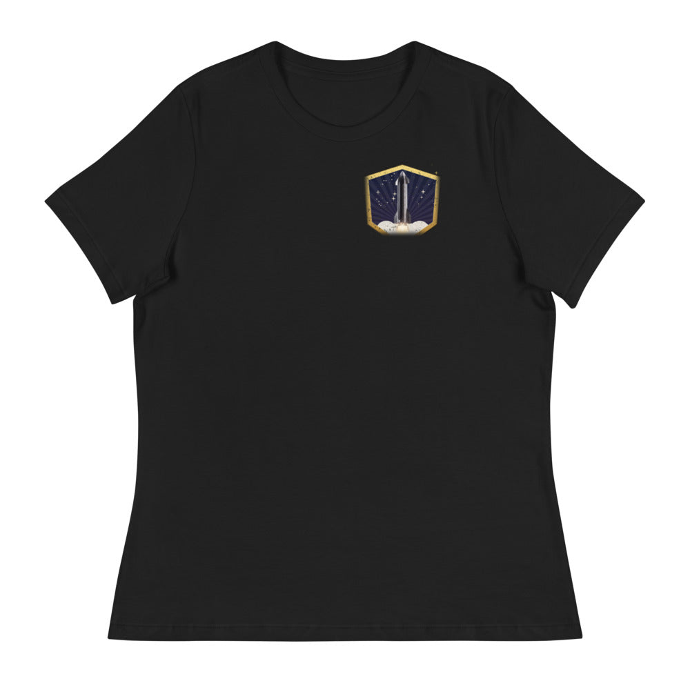 T-0 Club - Women's Relaxed Tee - Black - Front [Women's Relaxed Tee - Back + Left Chest / Black]