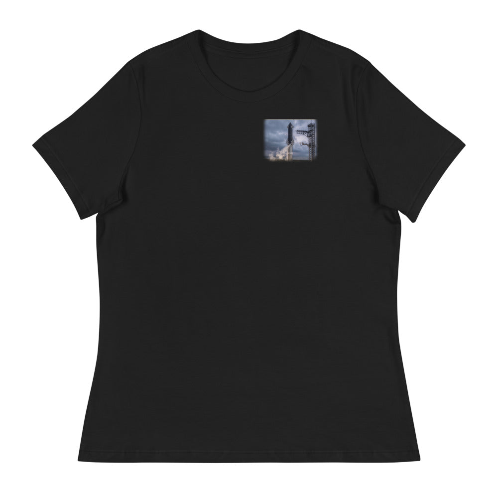 Scrub Happens - Women's Relaxed Tee - Black - Front [Women's Relaxed Tee - Back + Left Chest / Black]