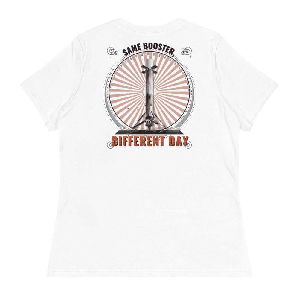 Same Booster, Different Day (White) - Women's Relaxed Tee - Back