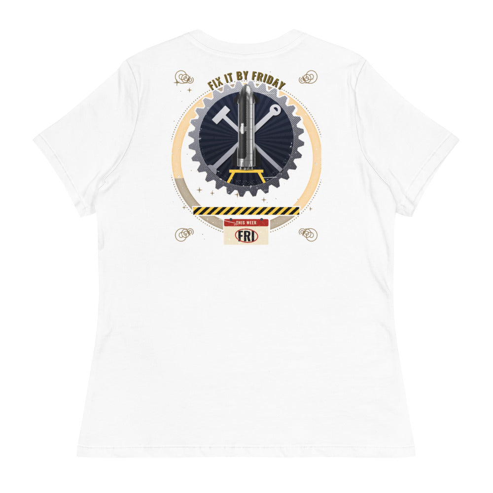 Fix It By Friday - Women's Relaxed Tee - White - Back