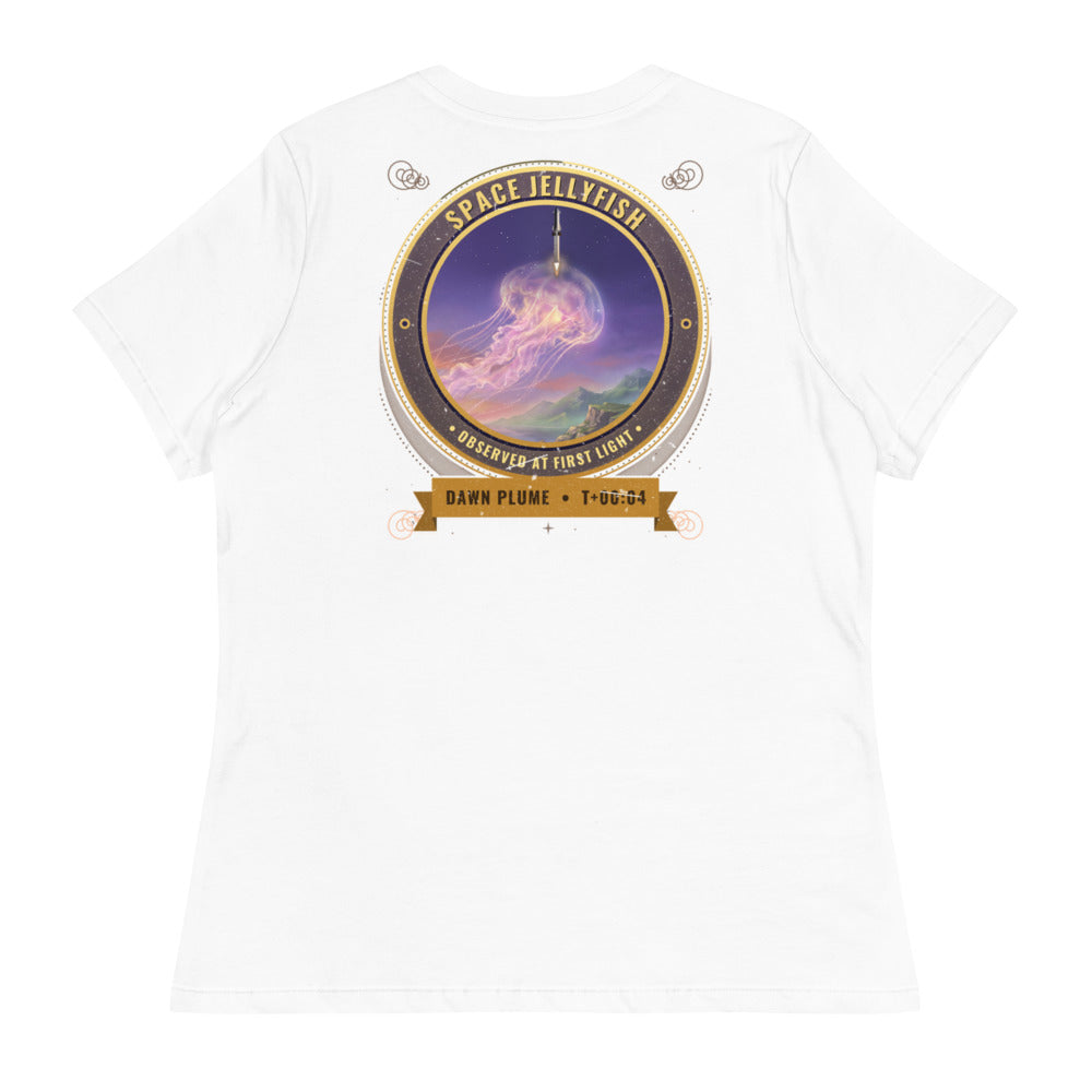Space Jellyfish (Black) - Women's Relaxed Tee - White - Back