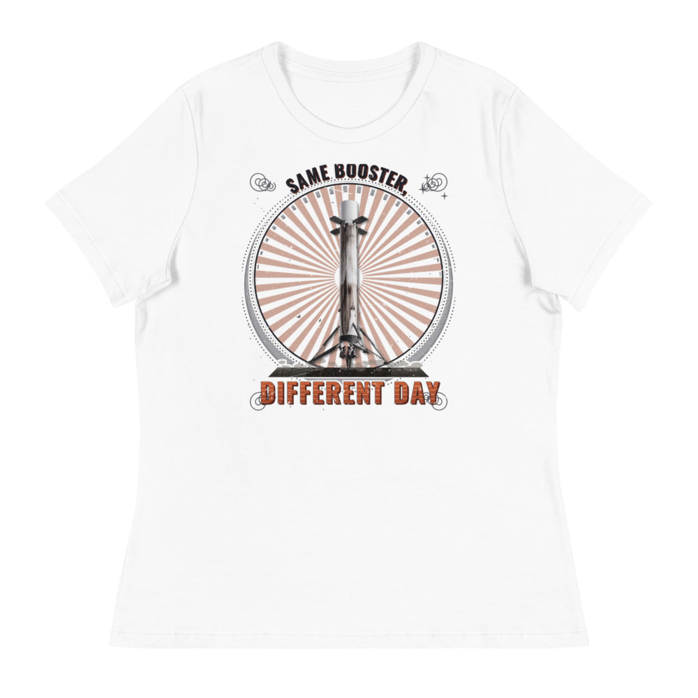 Same Booster, Different Day (White) - Women's Relaxed Tee - Front