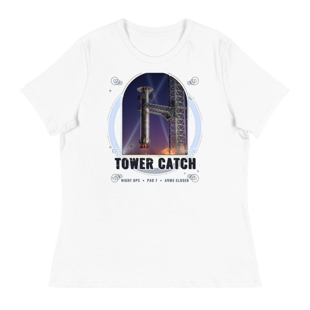 Tower Catch - Women's Relaxed Tee - White - Front