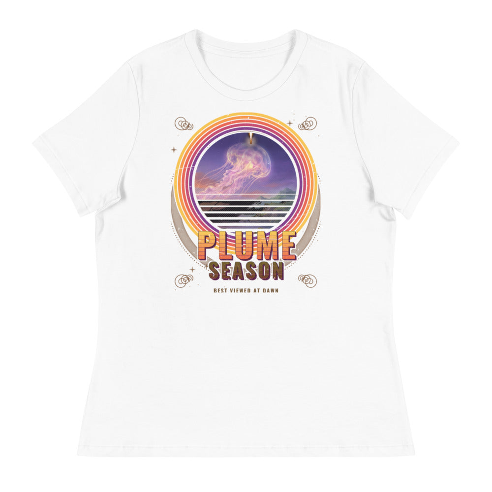 Plume Season (Black) - Women's Relaxed Tee - White - Front