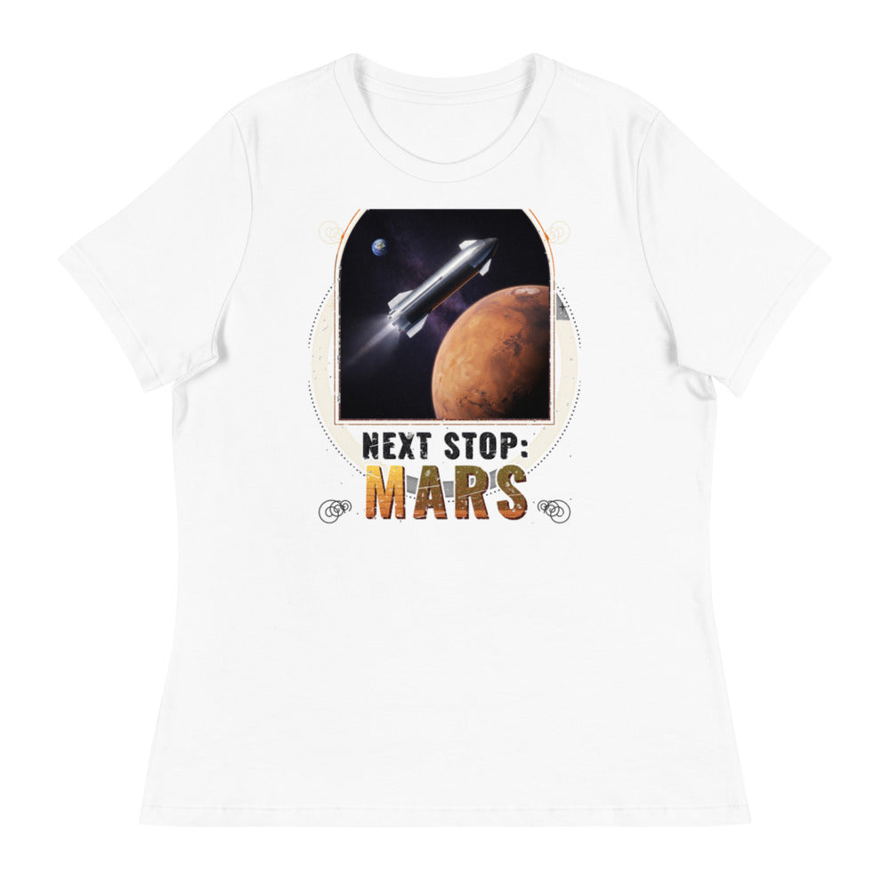 Next Stop Mars - Women's Relaxed Tee - White - Front