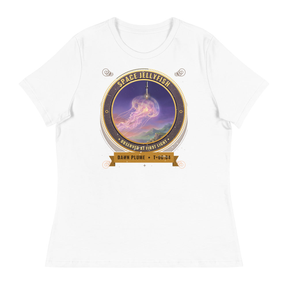 Space Jellyfish (Black) - Women's Relaxed Tee - White - Front