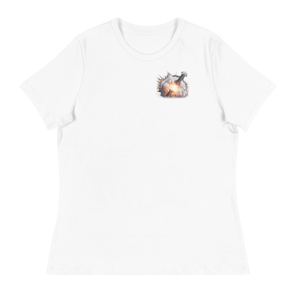Rapid Unscheduled Disassembly - Women's Relaxed Tee - White - Front [Women's Relaxed Tee - Back + Left Chest / White]